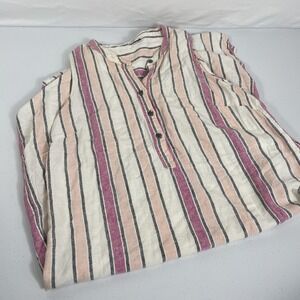Splendid Dress Women's Small Linen Striped Sleeveless Button Neck‎